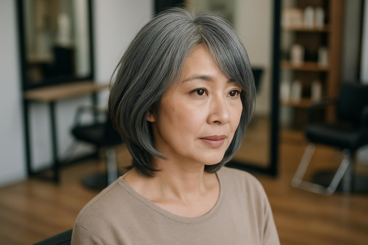 2025年最新版】50代向けアッシュグレーのヘアカラーと髪型のトレンドと